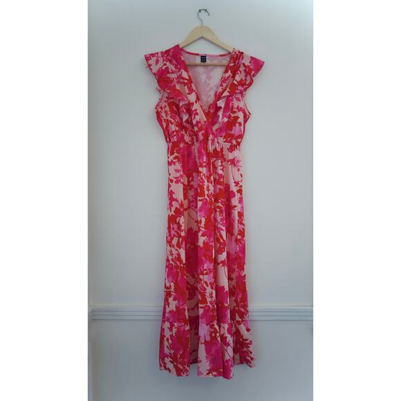 Shein Pink Floral Maxi Dress Size Medium - Picture 1 of 4